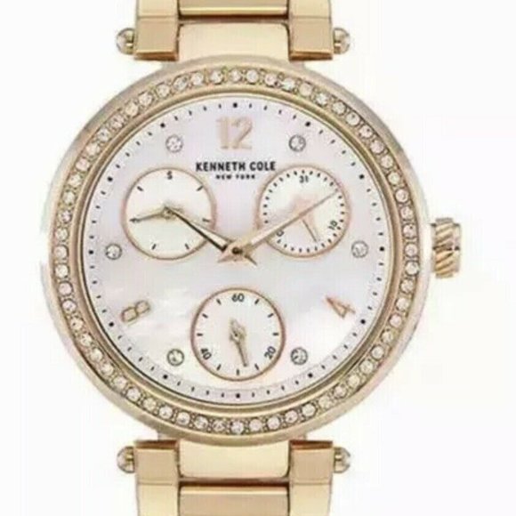 Kenneth Cole Ladies KC50735008 Multi Function Crystal Accented Watch w/ MOP Dial - Picture 1 of 4